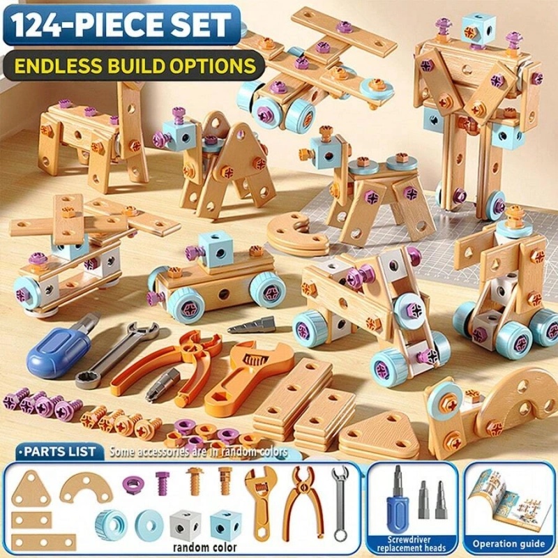 126Pcs Kids DIY Wooden Buildin – обзор и цена Tools Workshop Kids